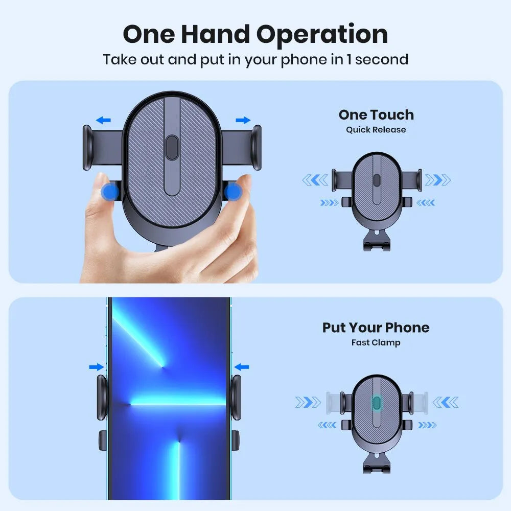 Car Phone Holder Mount, TOPK 2023 Upgrade Auto Locking  Phone Holder with Hook Clip for Car Air Vent for Iphone Samsung