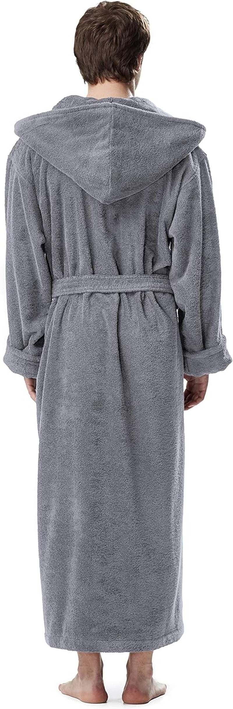 Luxurious Men's Full-Length Hooded Turkish Cotton Bathrobe - Ultimate Comfort and Style