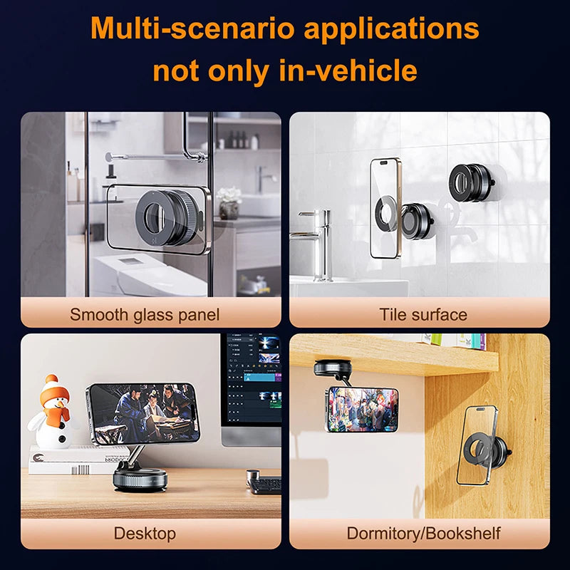 Magnetic Vacuum Car Phone Holder 360° Rotation Suction Cup Navigation Stand Bracket Car Holder for Bath/Car Universal NEW
