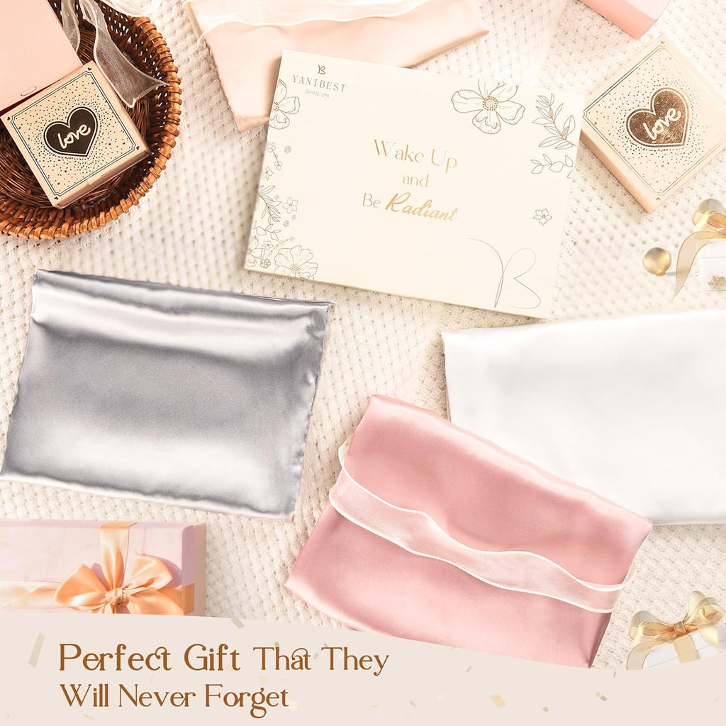 2 Pack Satin Pillowcase, for Hair and Skin with Zipper | Silk Feeling Pillow Cases Set of 2, Standard Queen, King, Exquisite Packaging for Women Men