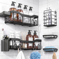 7-Pack Shower Caddy Adhesive,Stainless Steel Shower Organizer Shelf | Rustproof, with Soap Dish Toothbrush Holder, Large Capacity, No-Drill Rack Bathroom Storage Accessories, 24 Hooks, Home Decor