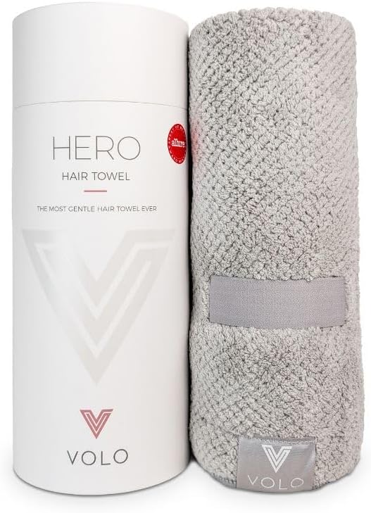 Hero Hair Towel - Ultra Soft Nanoweave™ Microfiber for Quick Drying & Frizz Control - Large Wrap with Secure Strap in Luna Gray