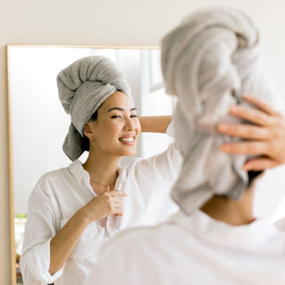 Hero Hair Towel - Ultra Soft Nanoweave™ Microfiber for Quick Drying & Frizz Control - Large Wrap with Secure Strap in Luna Gray