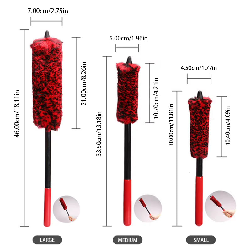 Car Wheel Detailing Cleaning Brush Woolies Plush Car Rim Tire Wash Brushes Long Handle Bendable Auto Wheel Clean Tools