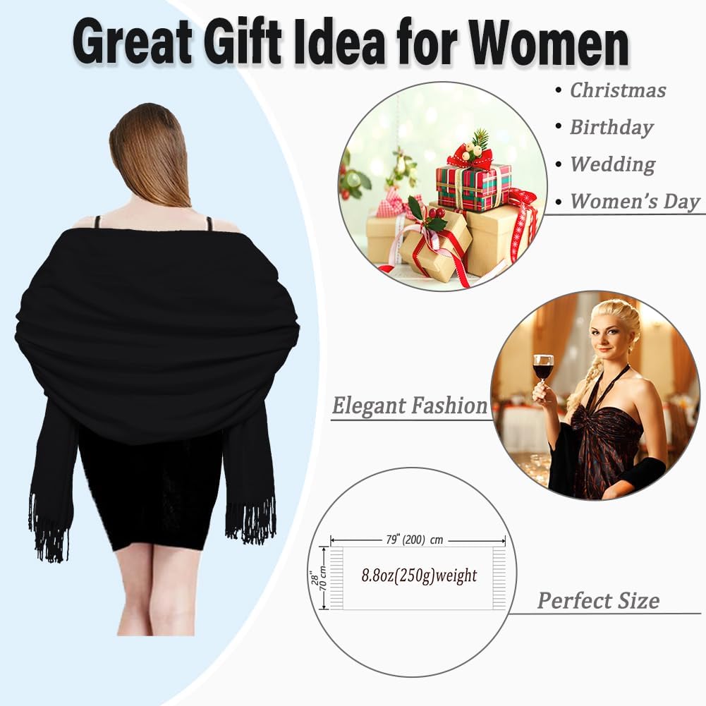 Luxurious Women's Winter Pashmina Shawl - Elegant Wrap for Weddings, Evenings, and Special Occasions | Perfect Gift for Birthdays, Christmas, and Mother's Day