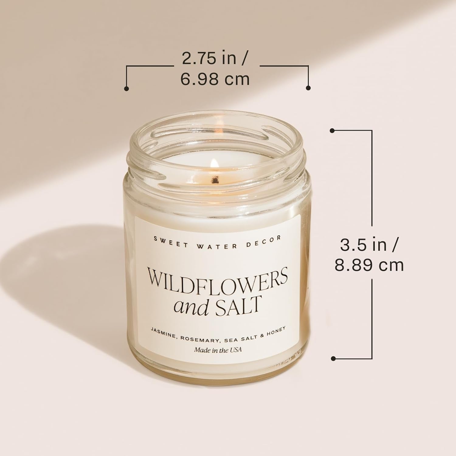 Wedding Candle - Sea Salt, Jasmine, Cream, and Wood Scented Soy Wax Candle for Home - Engagement and Wedding Gifts for Women - 9Oz Clear Jar, 40 Hour Burn Time, Made in the USA
