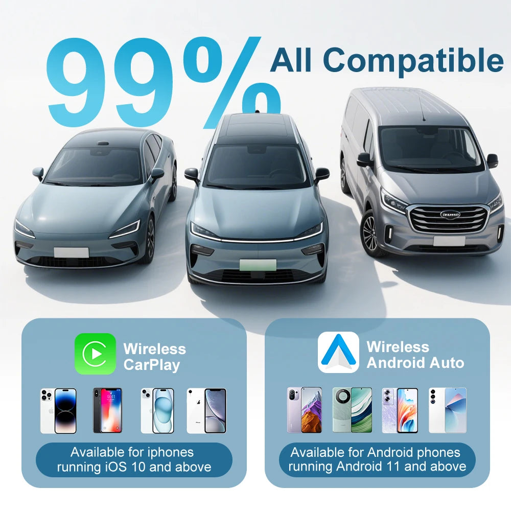 Wireless Carplay Android Auto Adapter Dongle USB Smart Mini Box Plug & Play Universal for VW Toyota Nissan Honda Ford Benz KA05