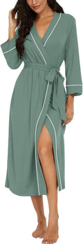 The Signature Lounge Robe | 3/4 Sleeve Lightweight Knit with Pockets (XS–4XL) Gracefully breathable for spa days, travel, and effortless home elegance.