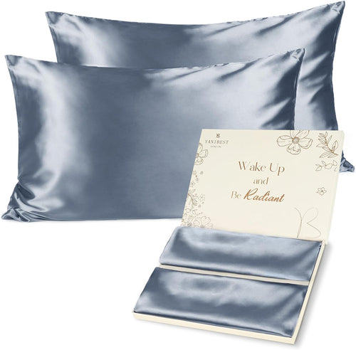 2 Pack Satin Pillowcase, for Hair and Skin with Zipper | Silk Feeling Pillow Cases Set of 2, Standard Queen, King, Exquisite Packaging for Women Men