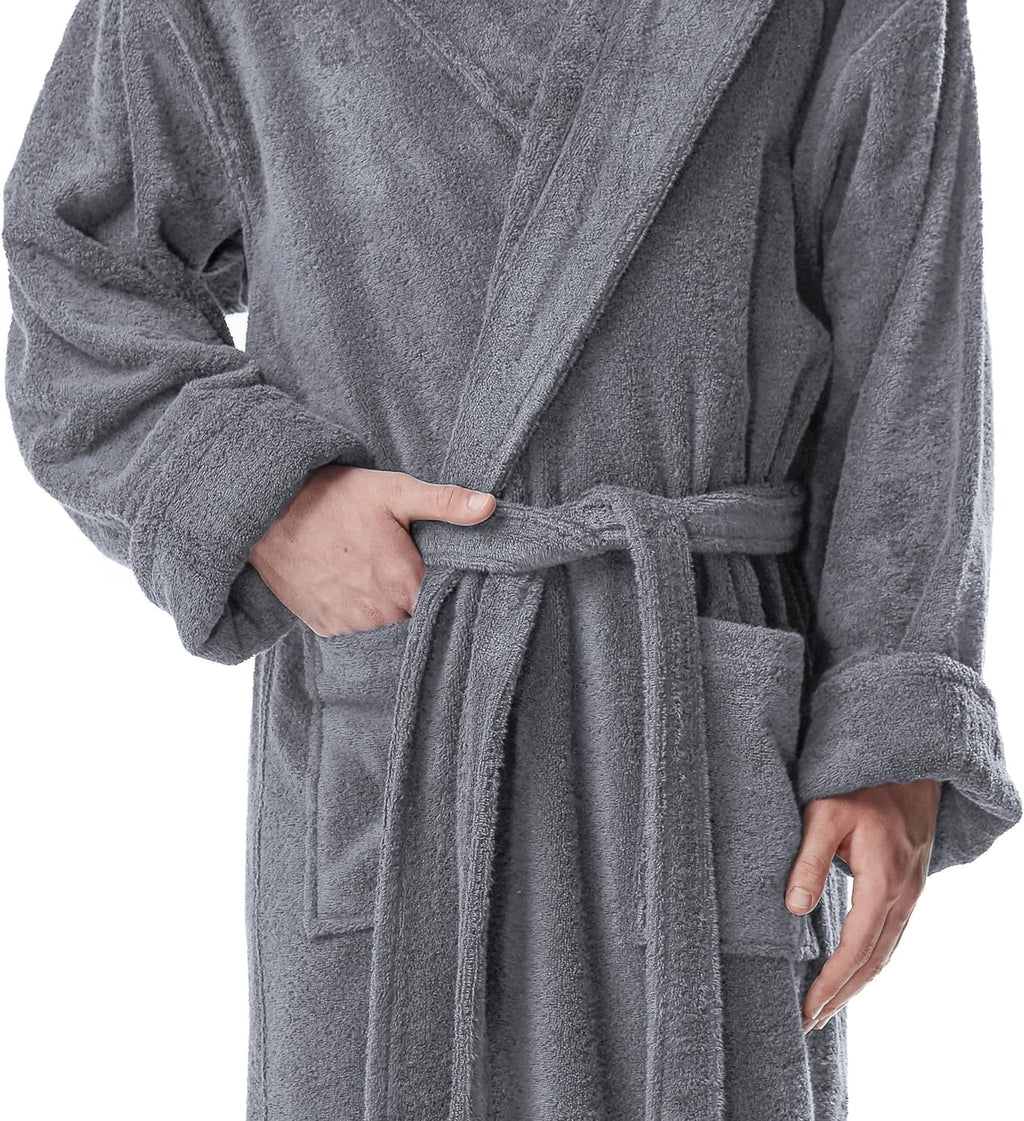 Luxurious Men's Full-Length Hooded Turkish Cotton Bathrobe - Ultimate Comfort and Style