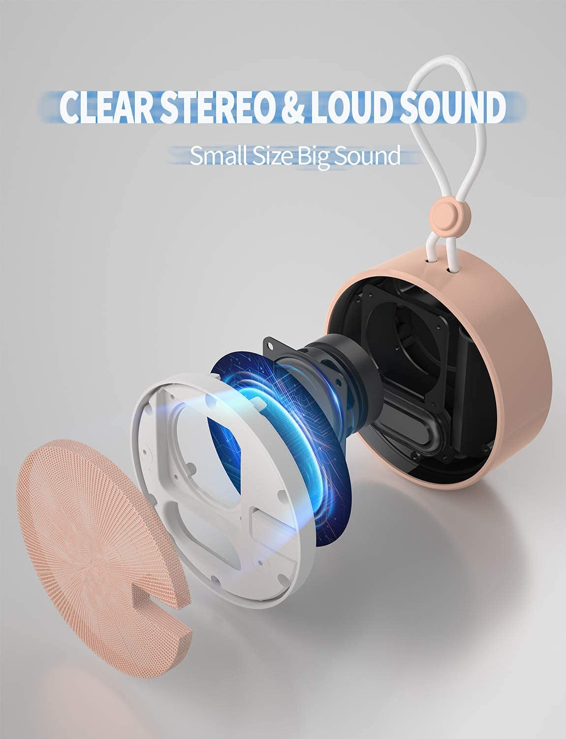  Waterproof Shower Bluetooth Speakers Portable Small Speaker | Speakers Bluetooth Wireless,Loud Clear Sound,Support TF Card,Suction Cup,For Outdoor Kayak Canoe Beach Gift Pink