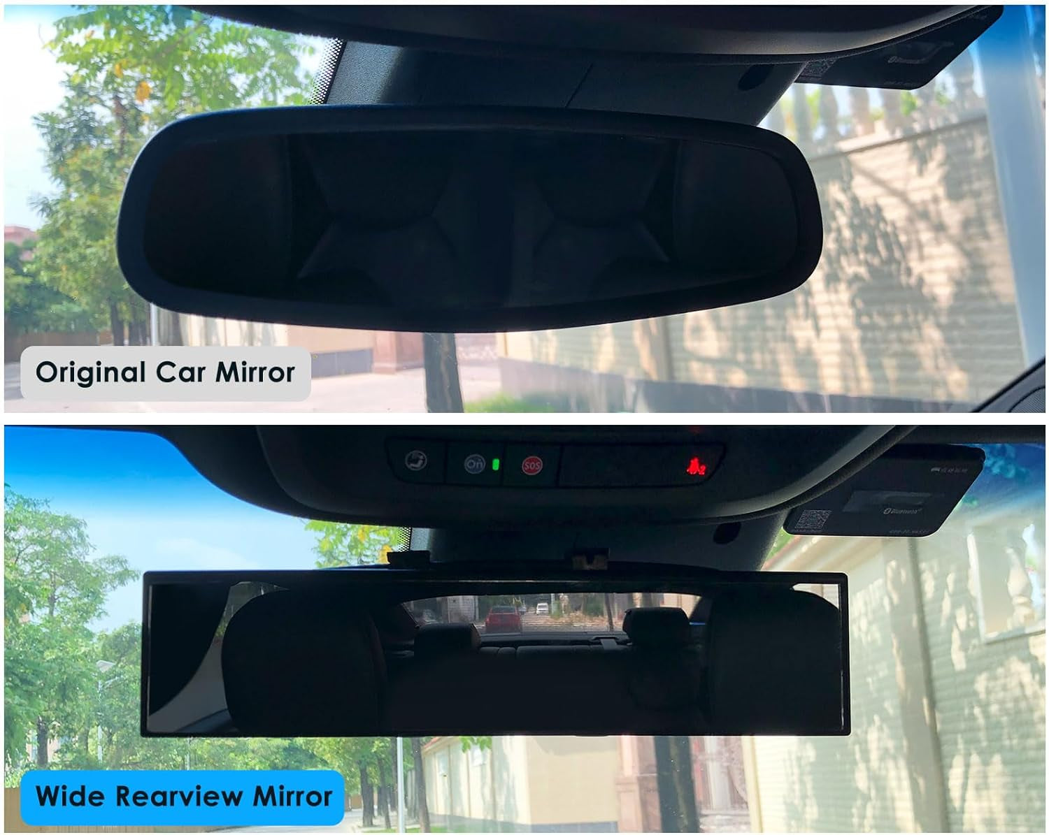 Wide Rear View Mirror Clip on 12 Inch Universal Panoramic Convex Interior Wide Angle Mirror