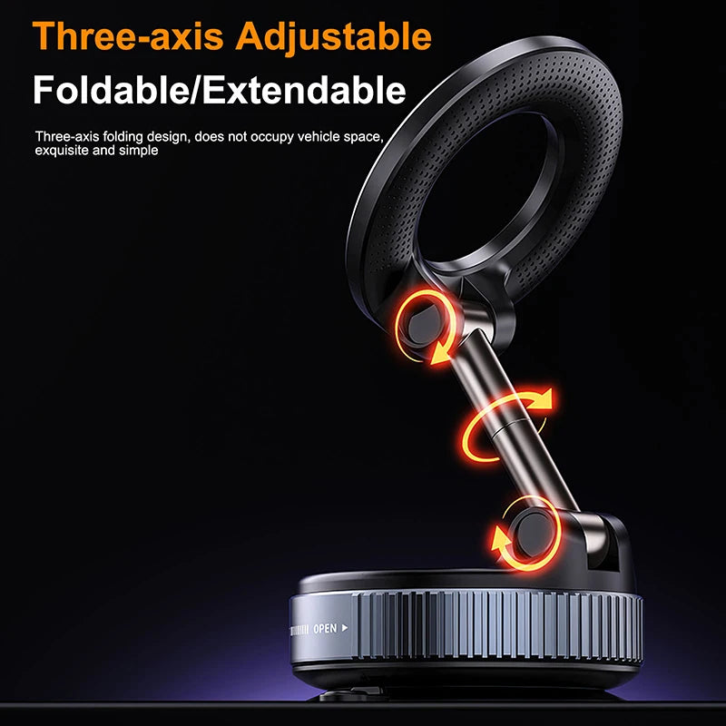 Magnetic Vacuum Car Phone Holder 360° Rotation Suction Cup Navigation Stand Bracket Car Holder for Bath/Car Universal NEW