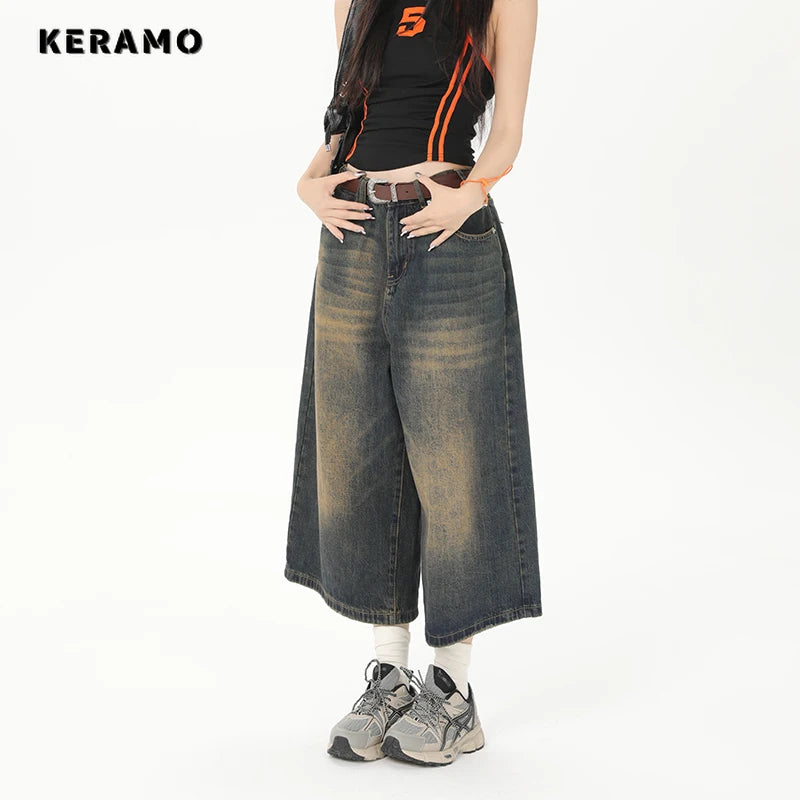 Ankle Cut Faded Baggy Jeans