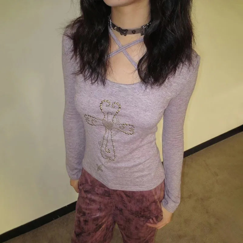 Knitted Long Sleeve V Neck
