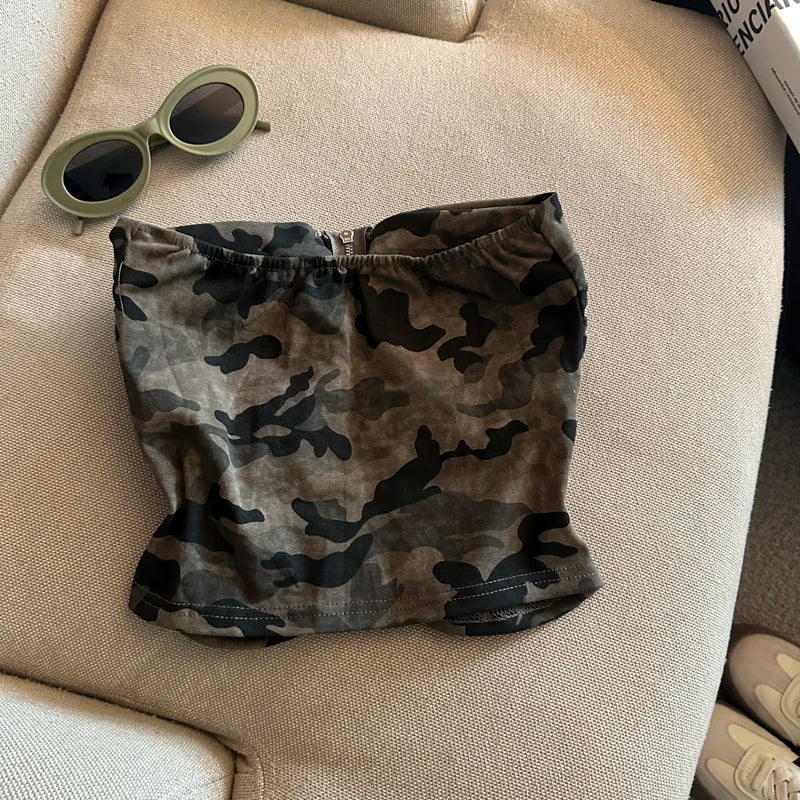 Camo Denim Tube Top