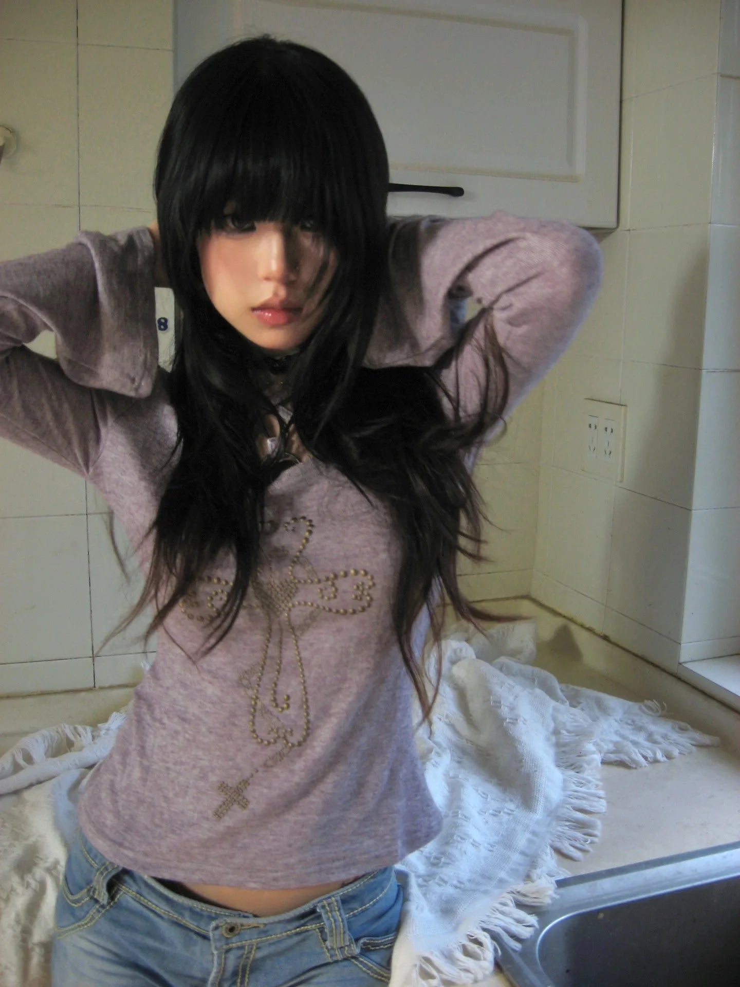 Knitted Long Sleeve V Neck