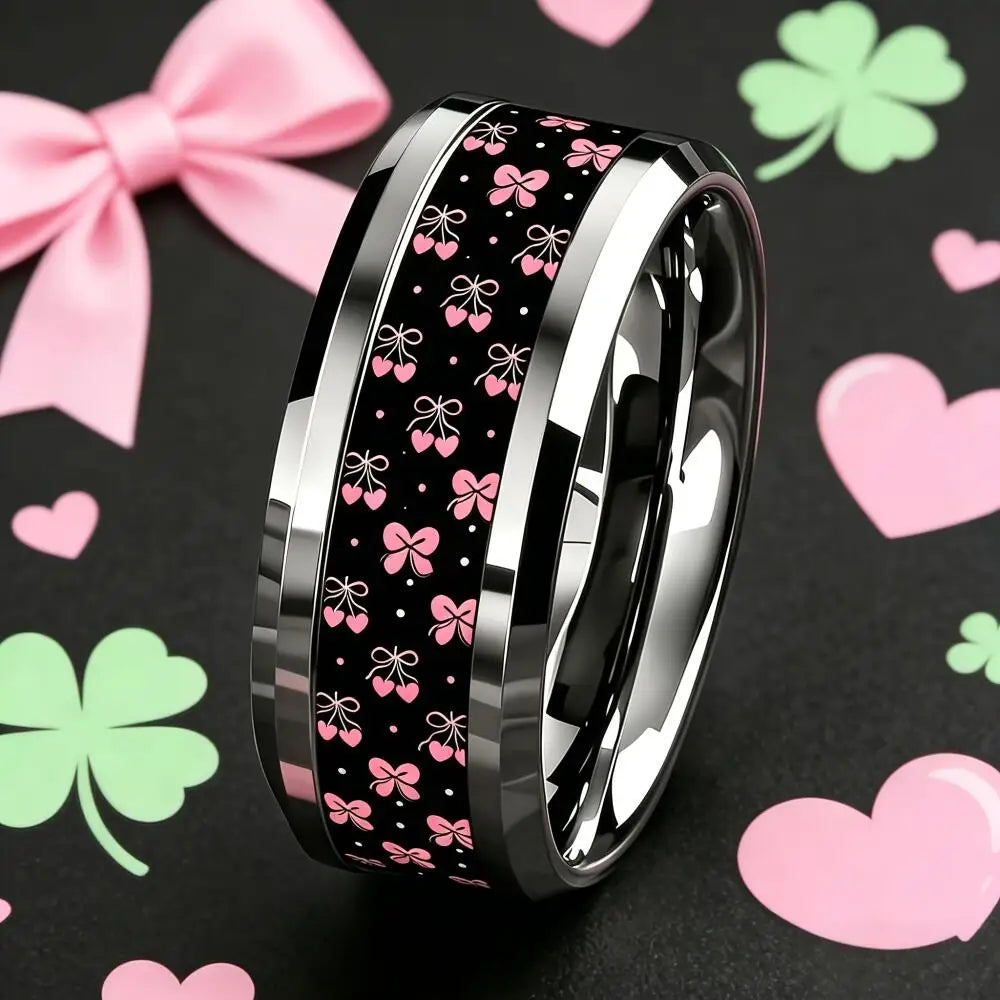 Pink Bow n Heart Ring