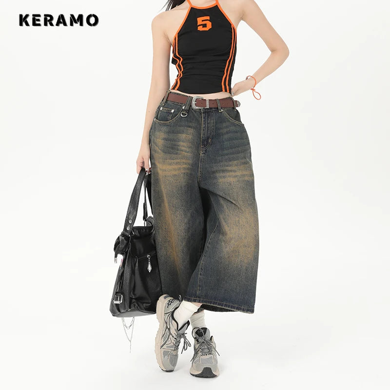 Ankle Cut Faded Baggy Jeans