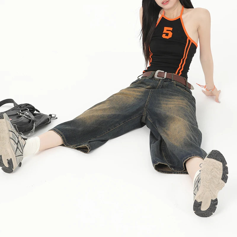 Ankle Cut Faded Baggy Jeans