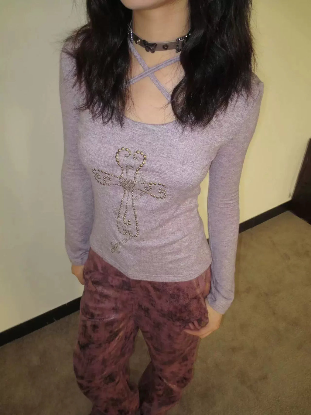 Knitted Long Sleeve V Neck