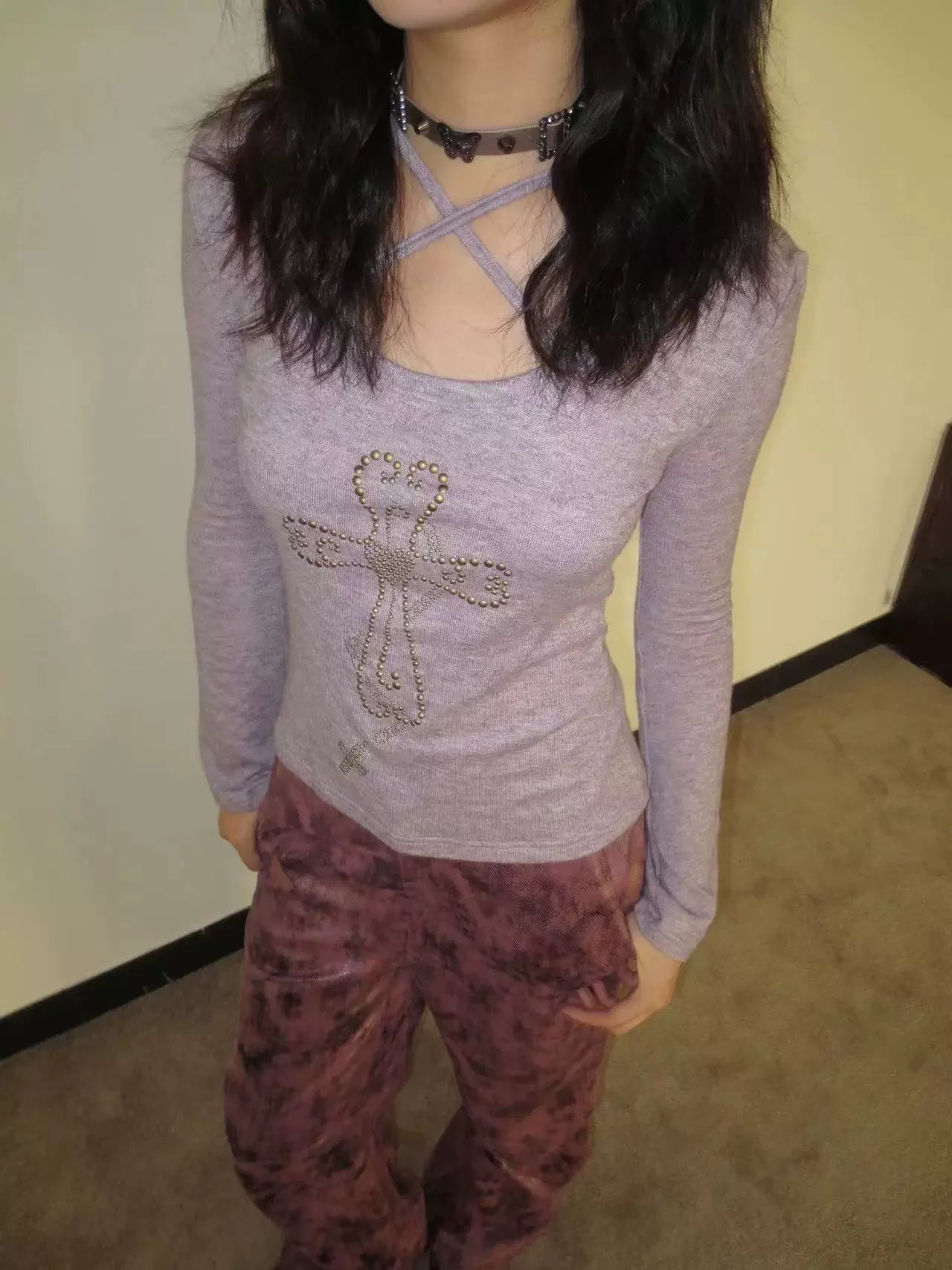 Knitted Long Sleeve V Neck