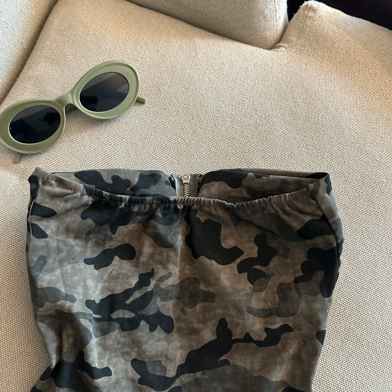 Camo Denim Tube Top