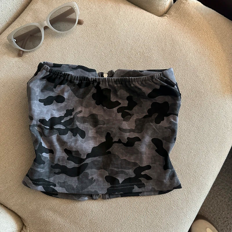 Camo Denim Tube Top