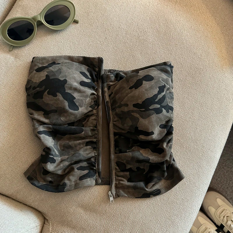 Camo Denim Tube Top