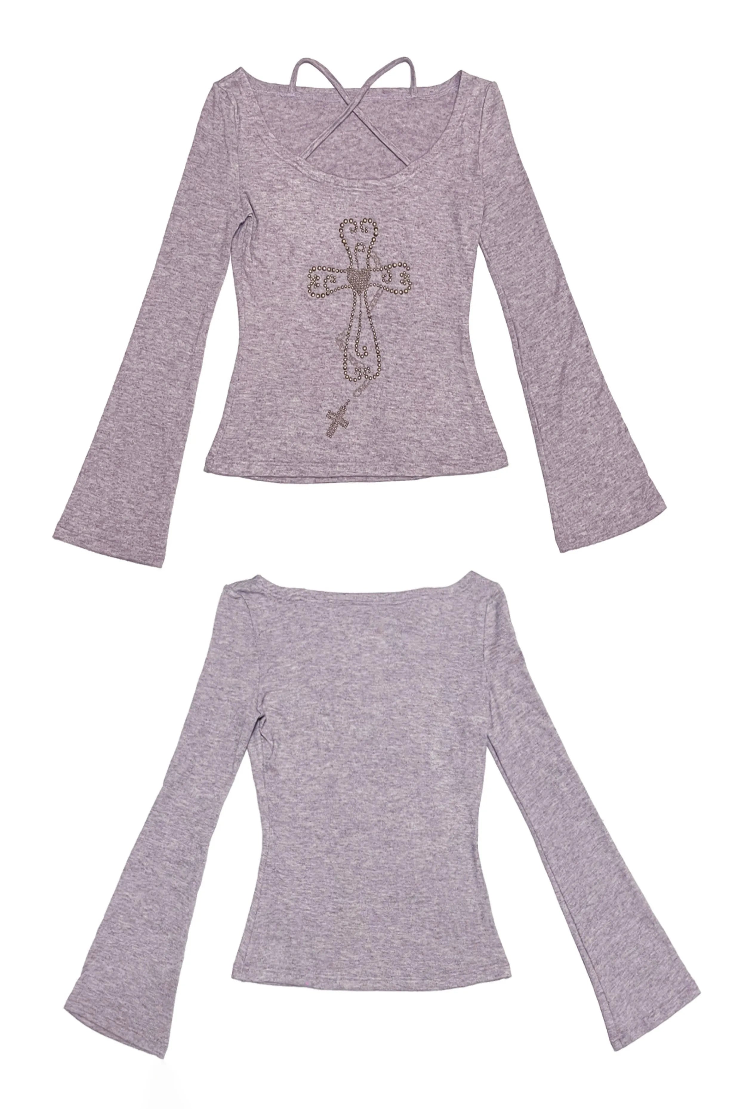 Knitted Long Sleeve V Neck