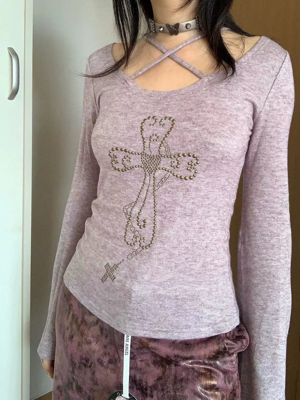 Knitted Long Sleeve V Neck