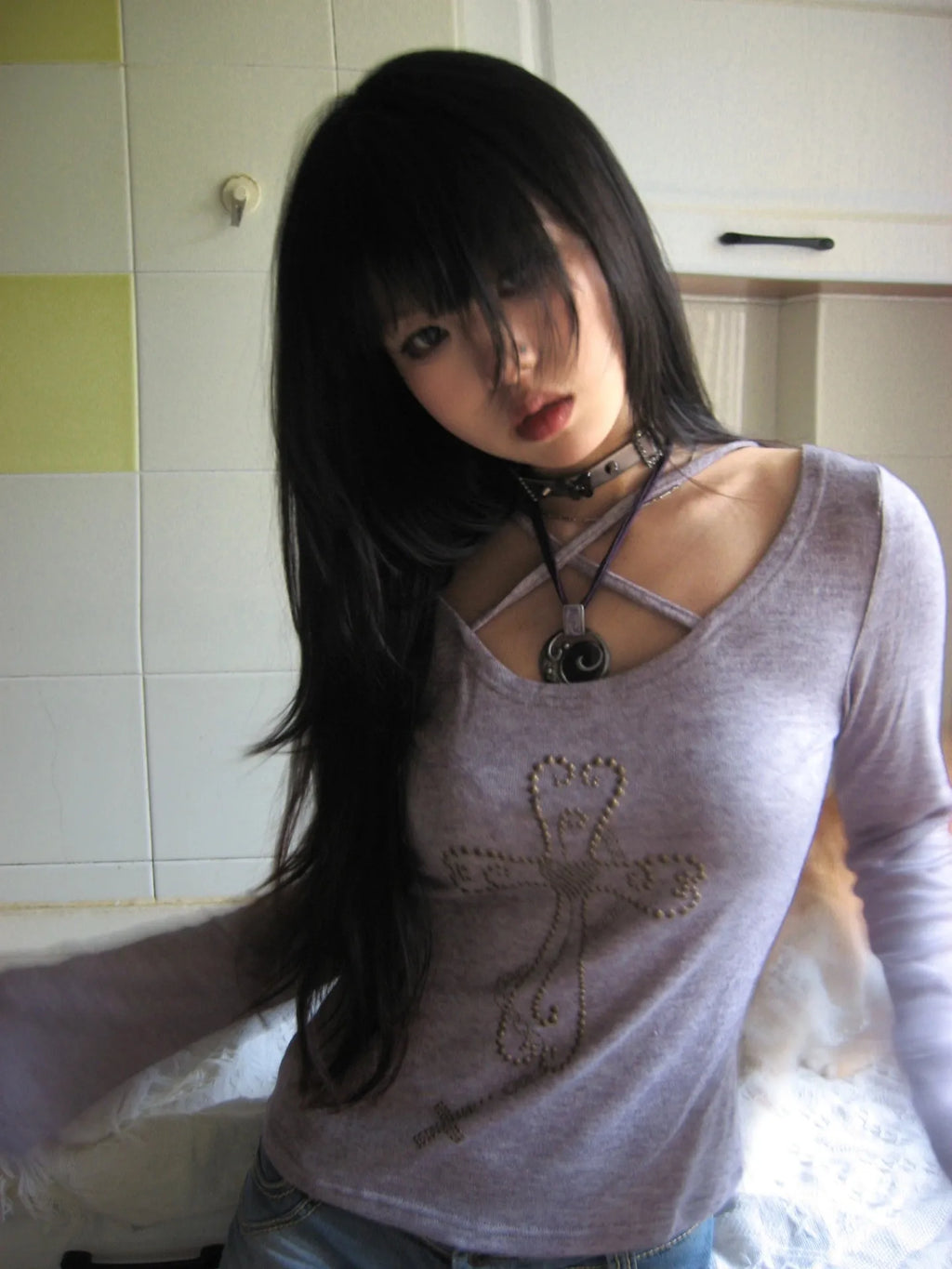 Knitted Long Sleeve V Neck