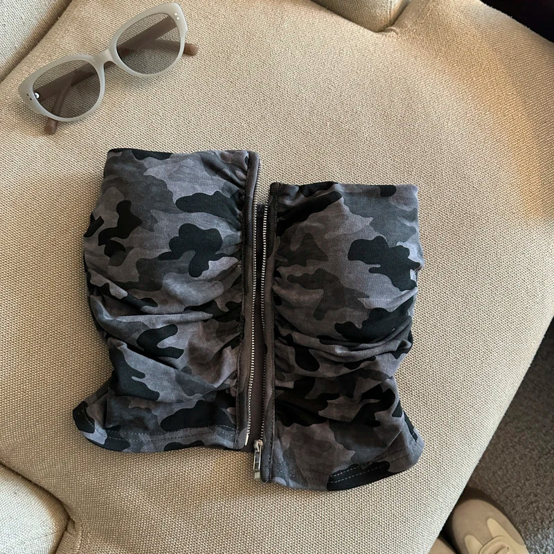 Camo Denim Tube Top