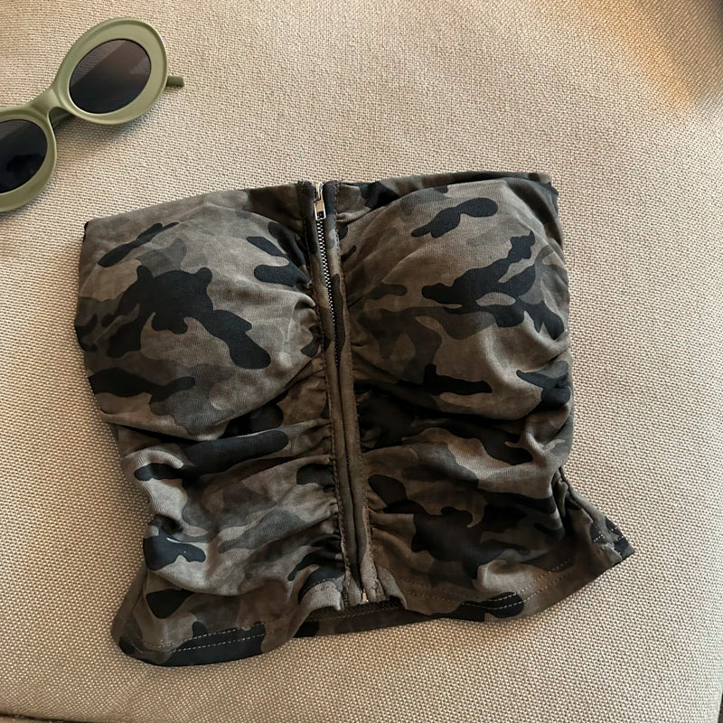 Camo Denim Tube Top