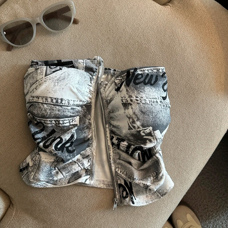 Camo Denim Tube Top