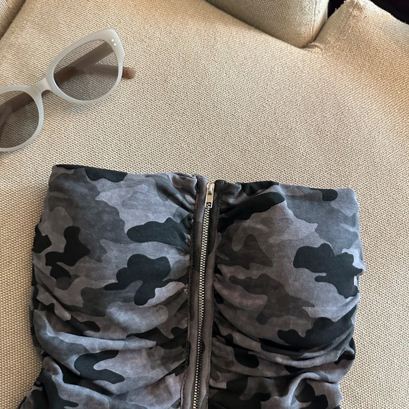 Camo Denim Tube Top