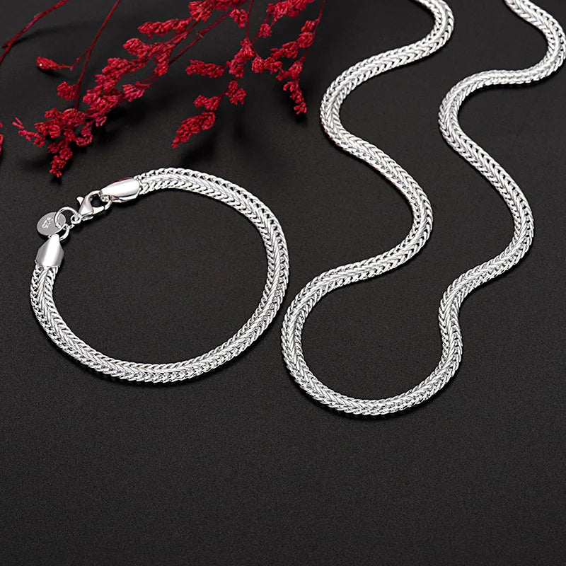 925 Sterling silver link bracelet + necklace