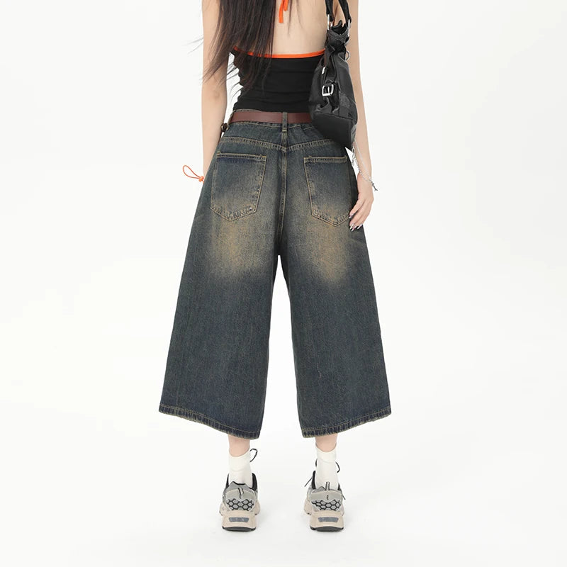 Ankle Cut Faded Baggy Jeans