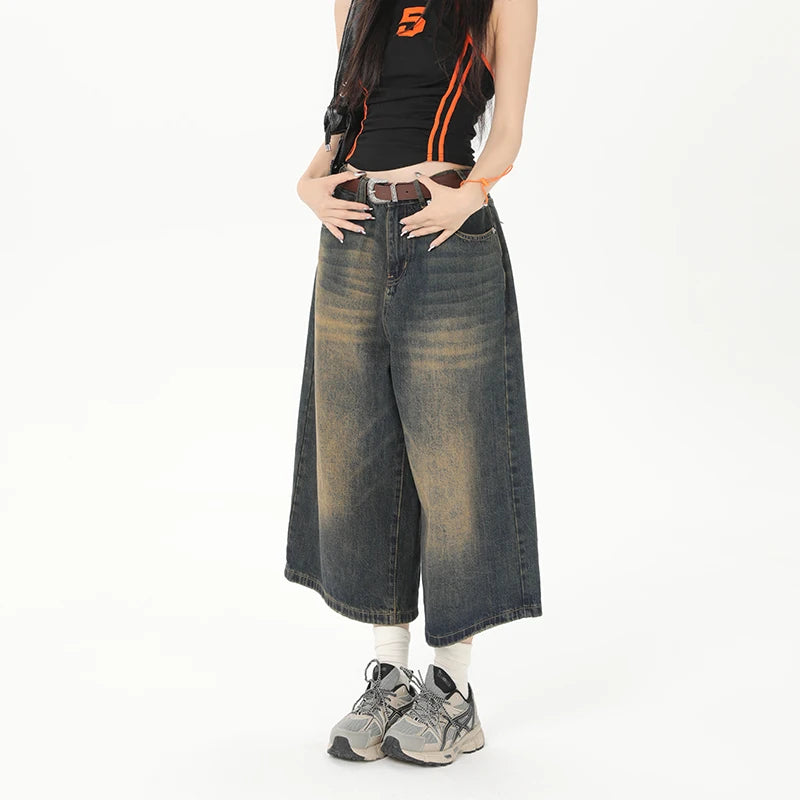 Ankle Cut Faded Baggy Jeans