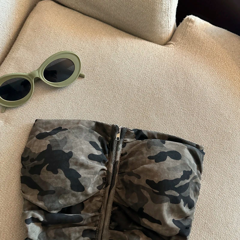 Camo Denim Tube Top