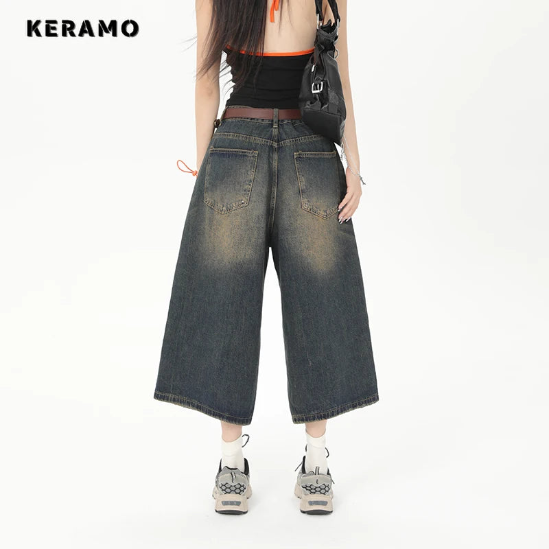 Ankle Cut Faded Baggy Jeans