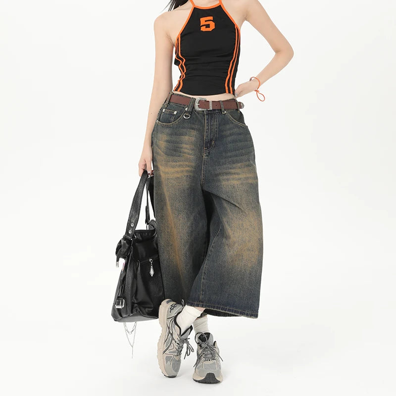 Ankle Cut Faded Baggy Jeans
