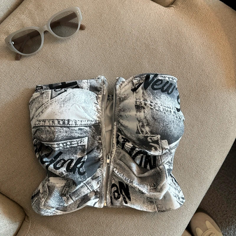 Camo Denim Tube Top
