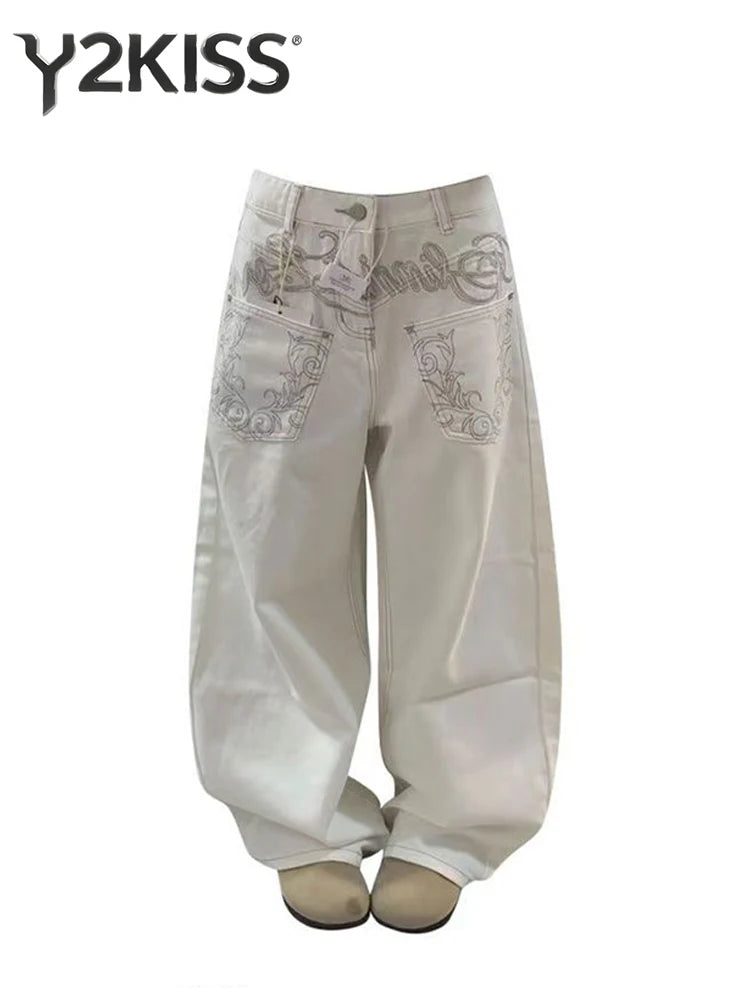 Embroidered Baggy Jeans