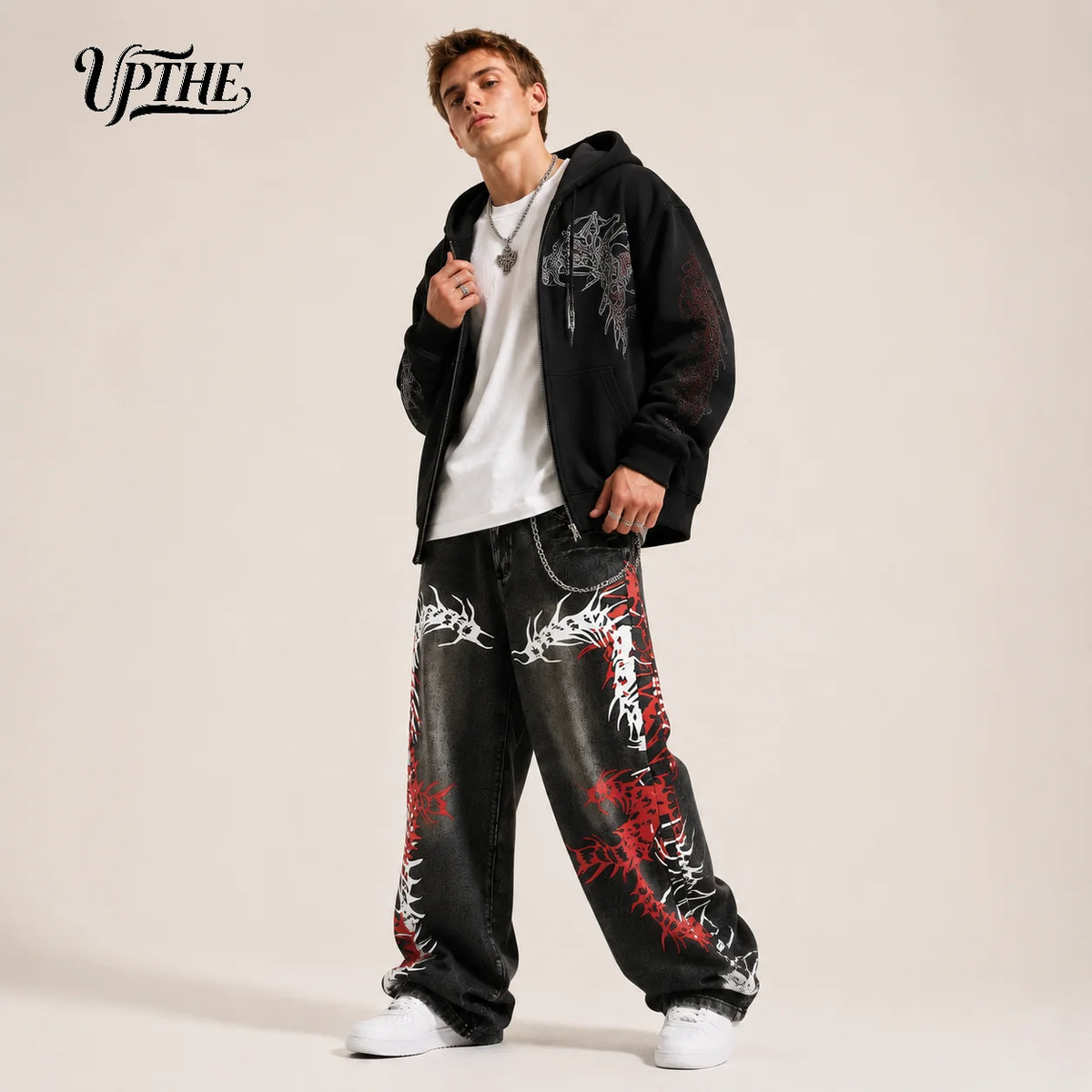 Y2K Punk Centipede Skeleton Baggy Jeans