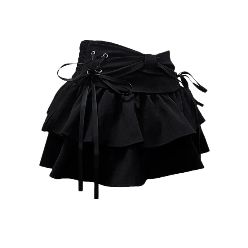Bow Ribbon Denim Skirt