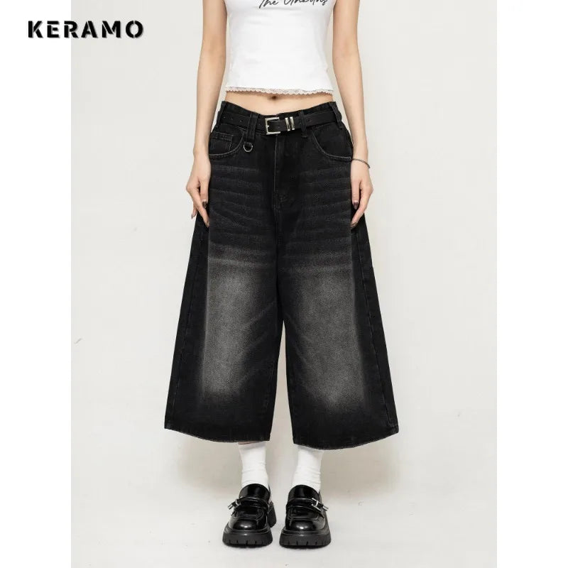 Ankle Cut Faded Baggy Jeans
