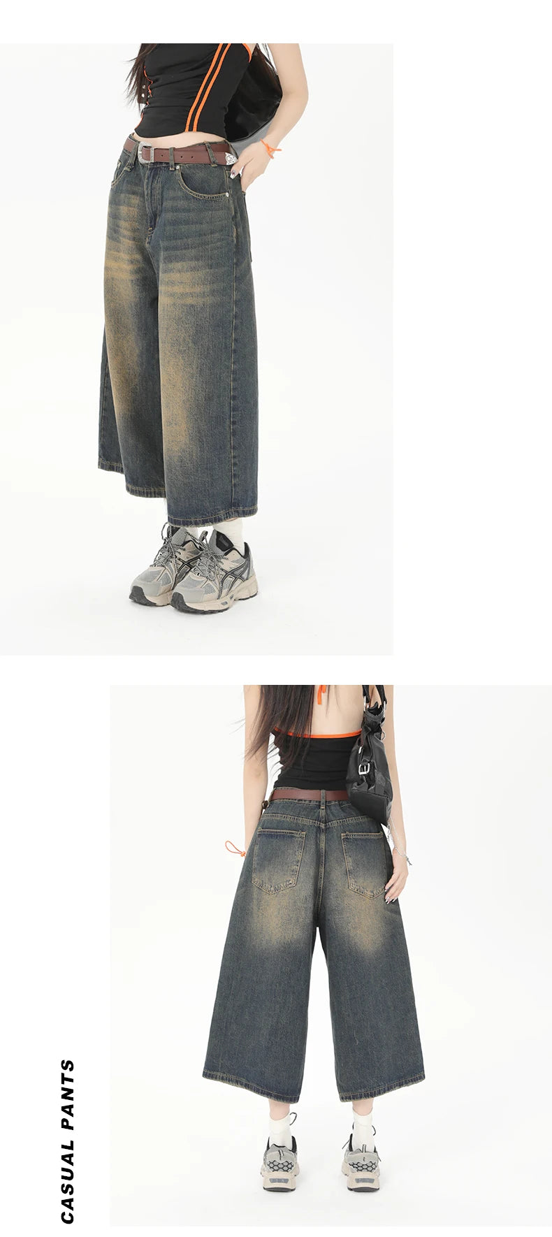 Ankle Cut Faded Baggy Jeans
