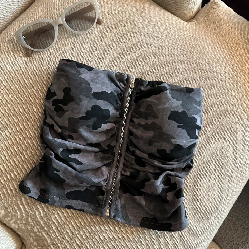 Camo Denim Tube Top