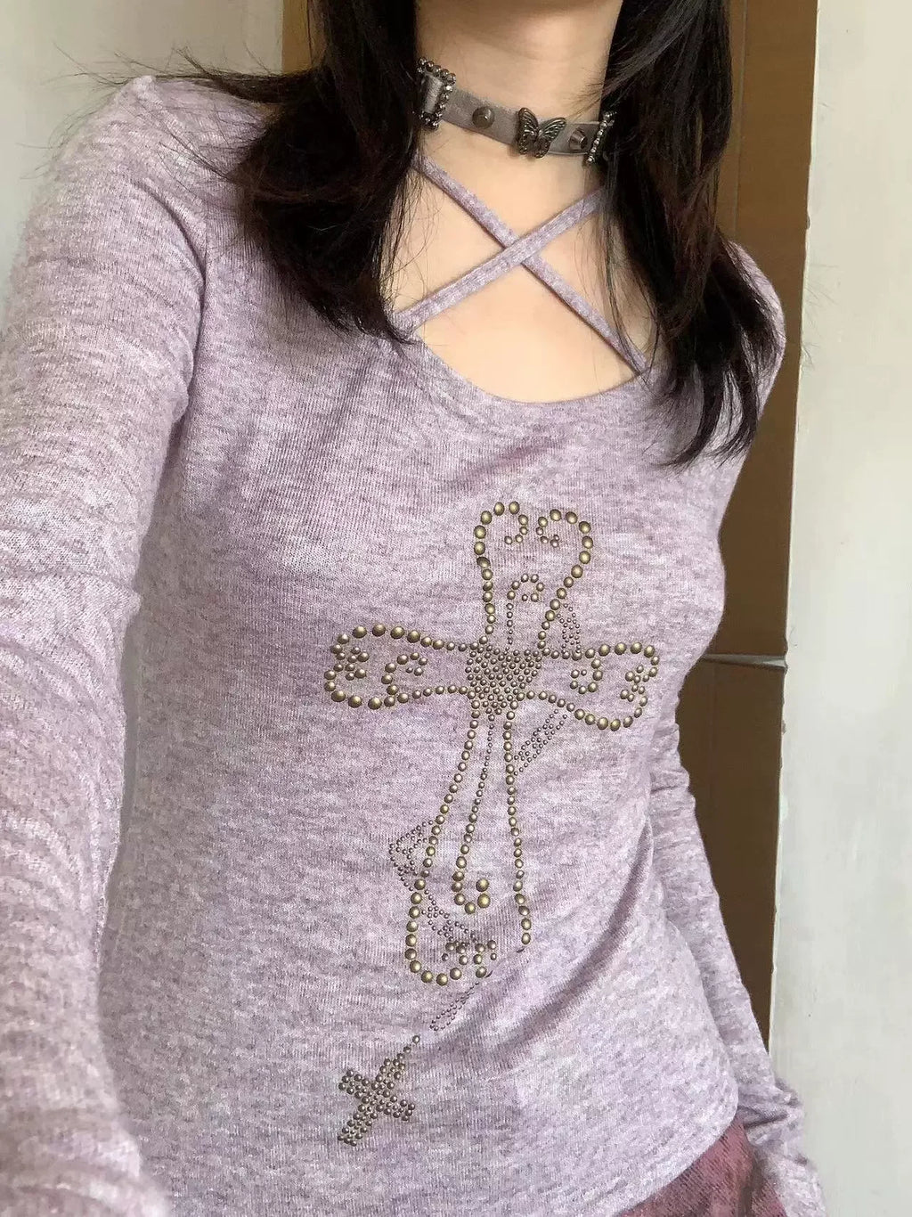 Knitted Long Sleeve V Neck